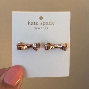 Kate Spade Skinny Bow Stud Earrings-Rose Gold
